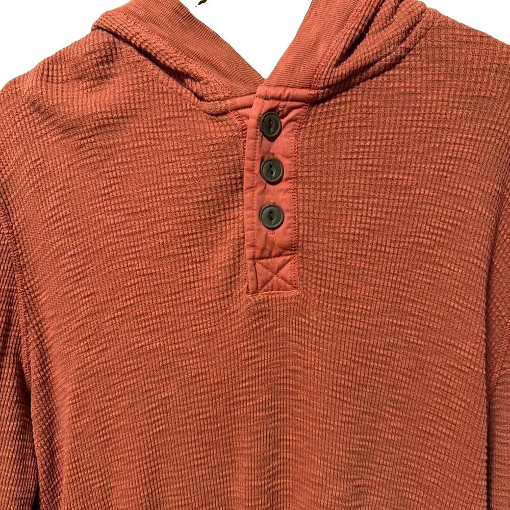 True Grit Sweatshirt Men Large Waffle Knit Thermal Henley Hooded